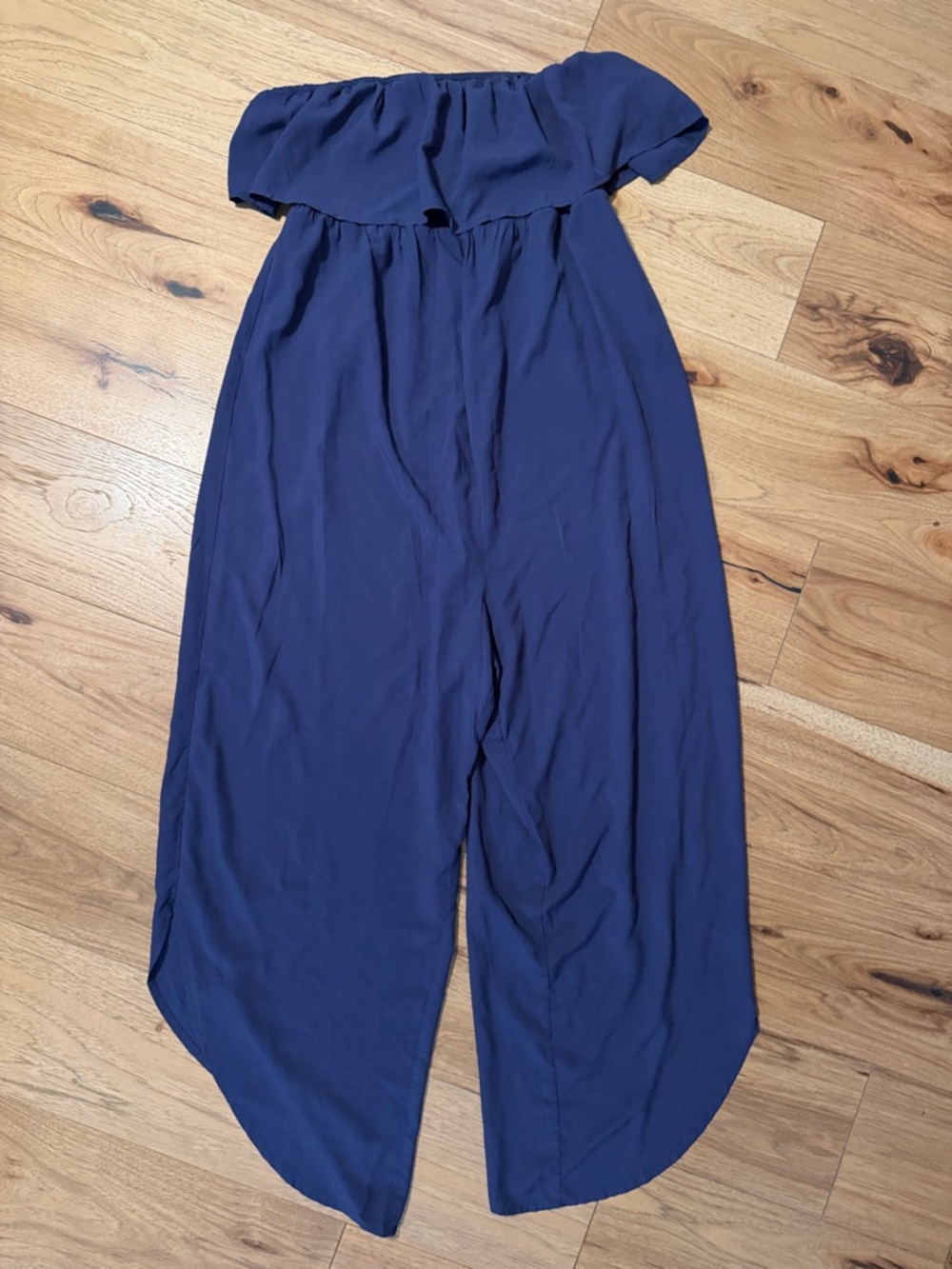 Strapless Maternity Navy Wide-Leg Jumpsuit